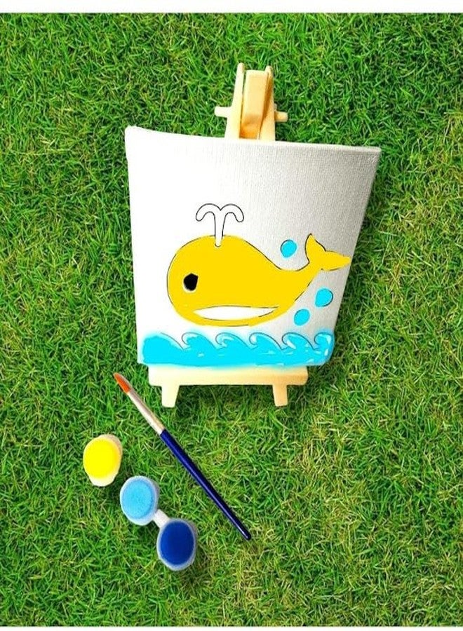 Tera13 TERA 13 Return Gifts for Kids (4 pcs) DIY Samll Painting Kit with Three Colors One Brush for Art & Craft Combo Set Mini Canvas Painting Kit Easel Stand, Painting Canvas Board Random Design - Image 5